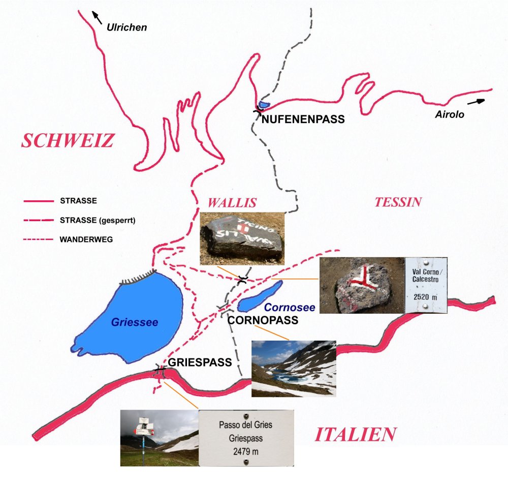 Berge und Pässe der Alpen